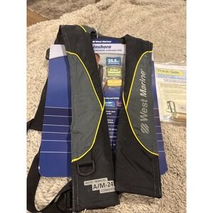West Marine Inflatable PFD Adult Universal Black/Grey NEW A/M-24 Life Jacket
